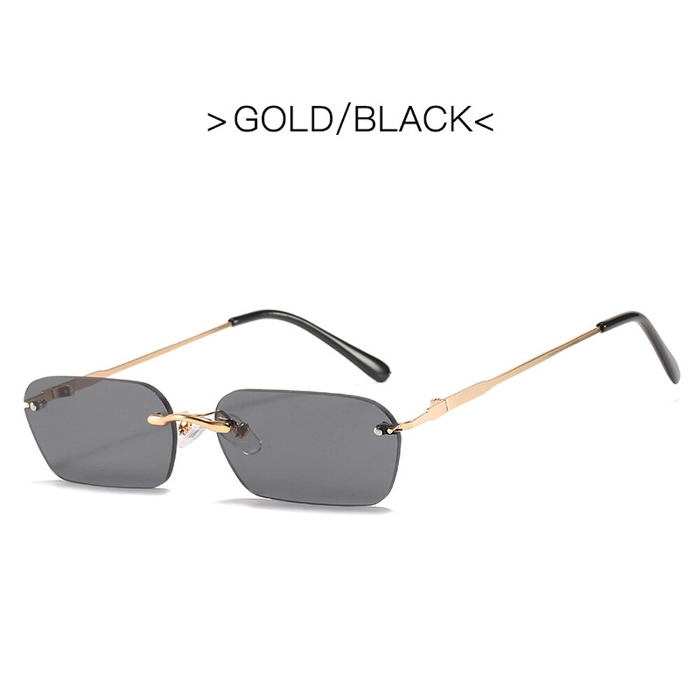 MUSELIFE Rimless Rectangle Sunglasses Women UV400 Driving Sun Glasses Men Clear Color Summer Essories Square Small Size