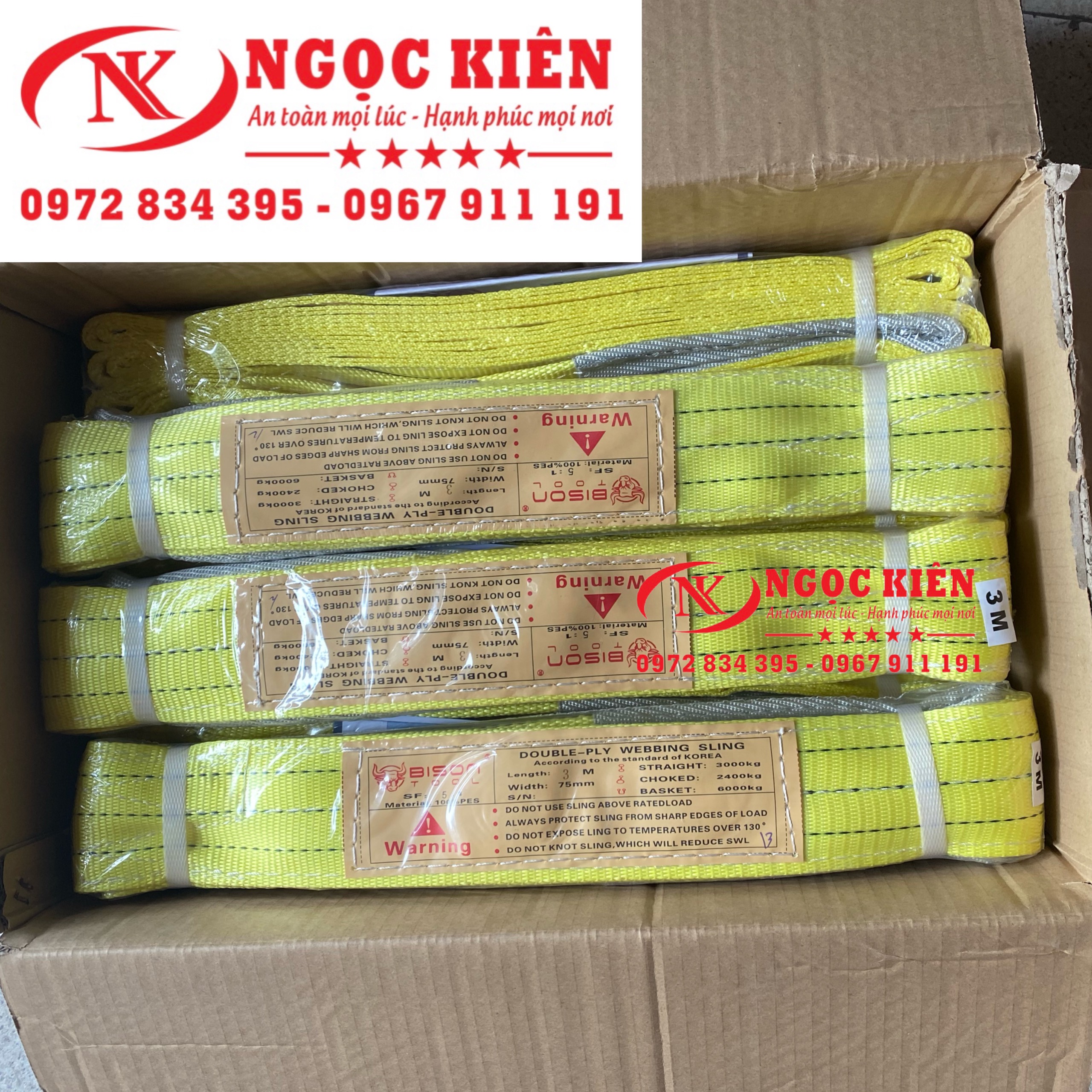 Dây cáp vải cẩu hàng Dây cáp cẩu chịu tải 3 tấn dài 4m