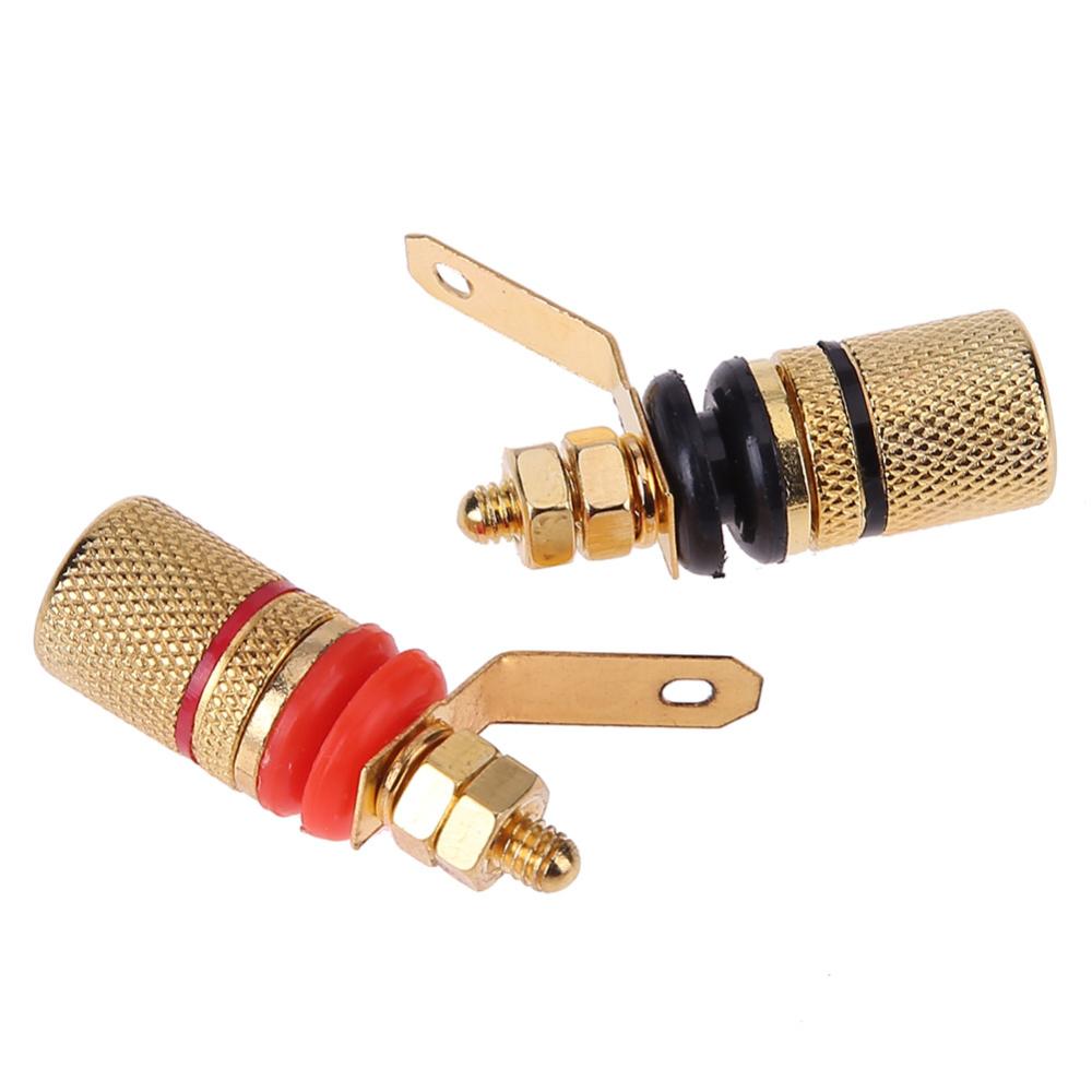 2pcs Gold Plated Speaker Binding Posts Terminal 4mm Sockets for Banana Plug