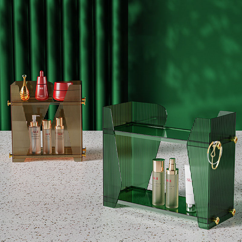 Light luxury storage rack cosmetics display cabinet European style elevated vertical lipstick rack dressing table snack toy storage rack