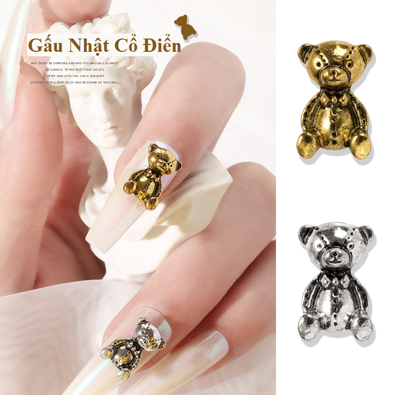 Charm Gấu Nhật Cổ Điển Đính Móng