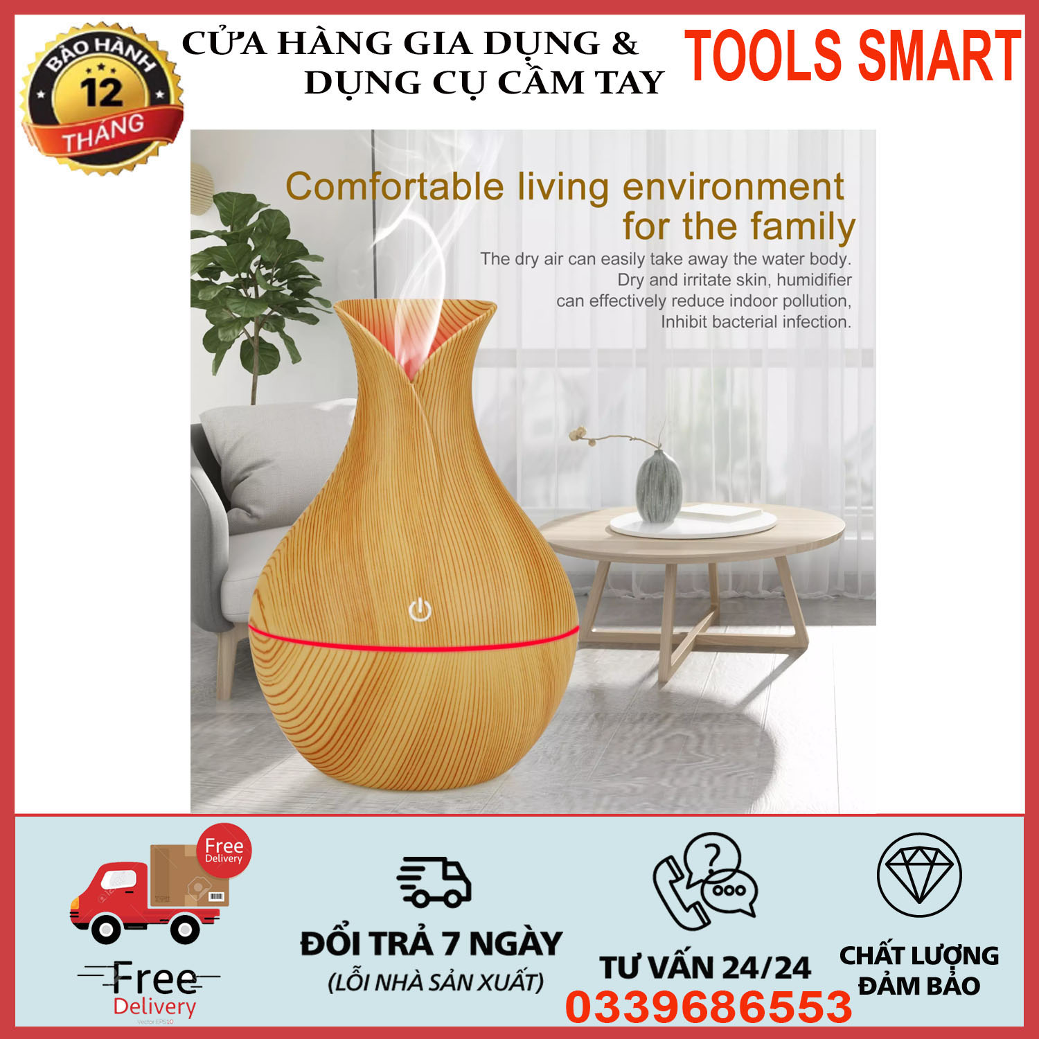 Máy phun sương tinh dầu vân gỗ lục bình cổng usbmáy phun suong mini bảo vệ phòng thơm tho và có 1 giấc ngủ ngon