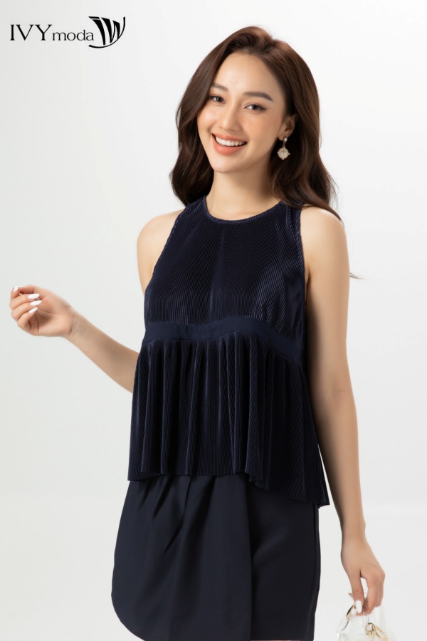 Áo cổ yếm nhung gân IVY moda MS 15M6868