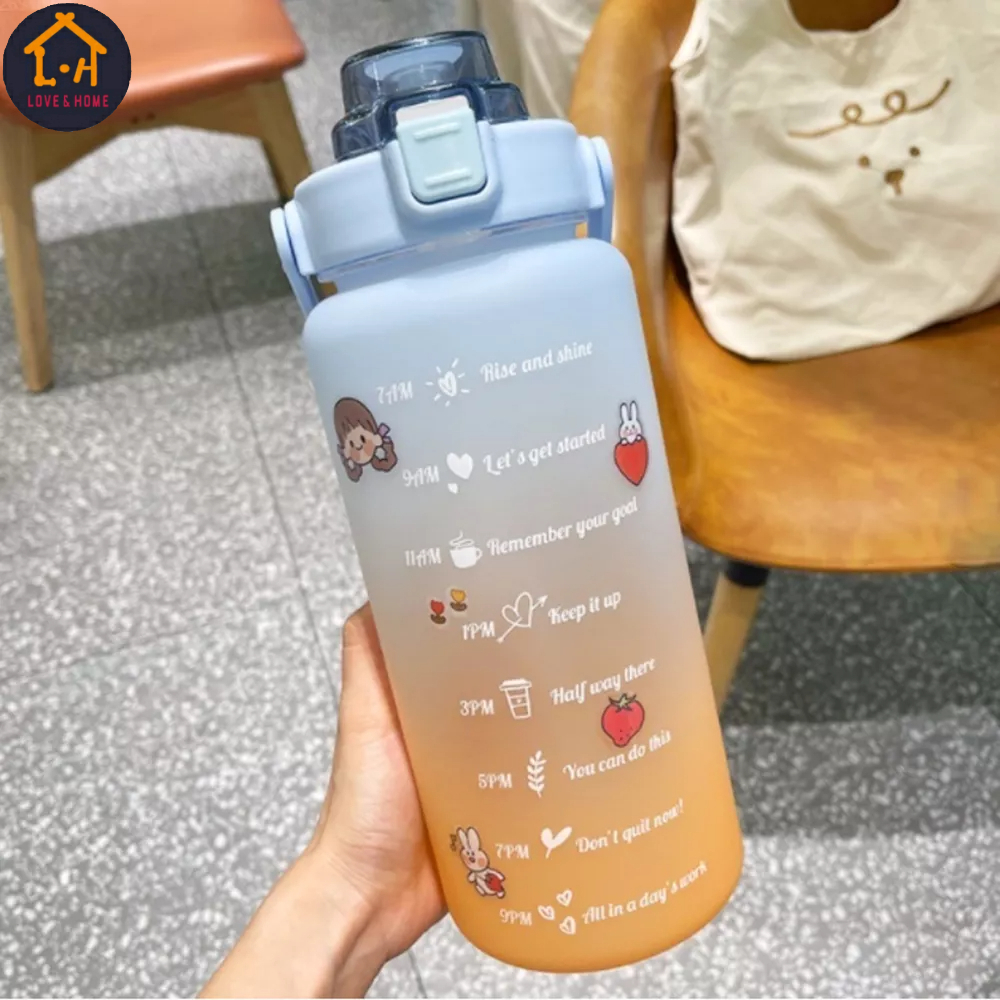 COD LOVEHOME 2L PASTEL Motivational Water Bottle with Time MarkerStraw ...