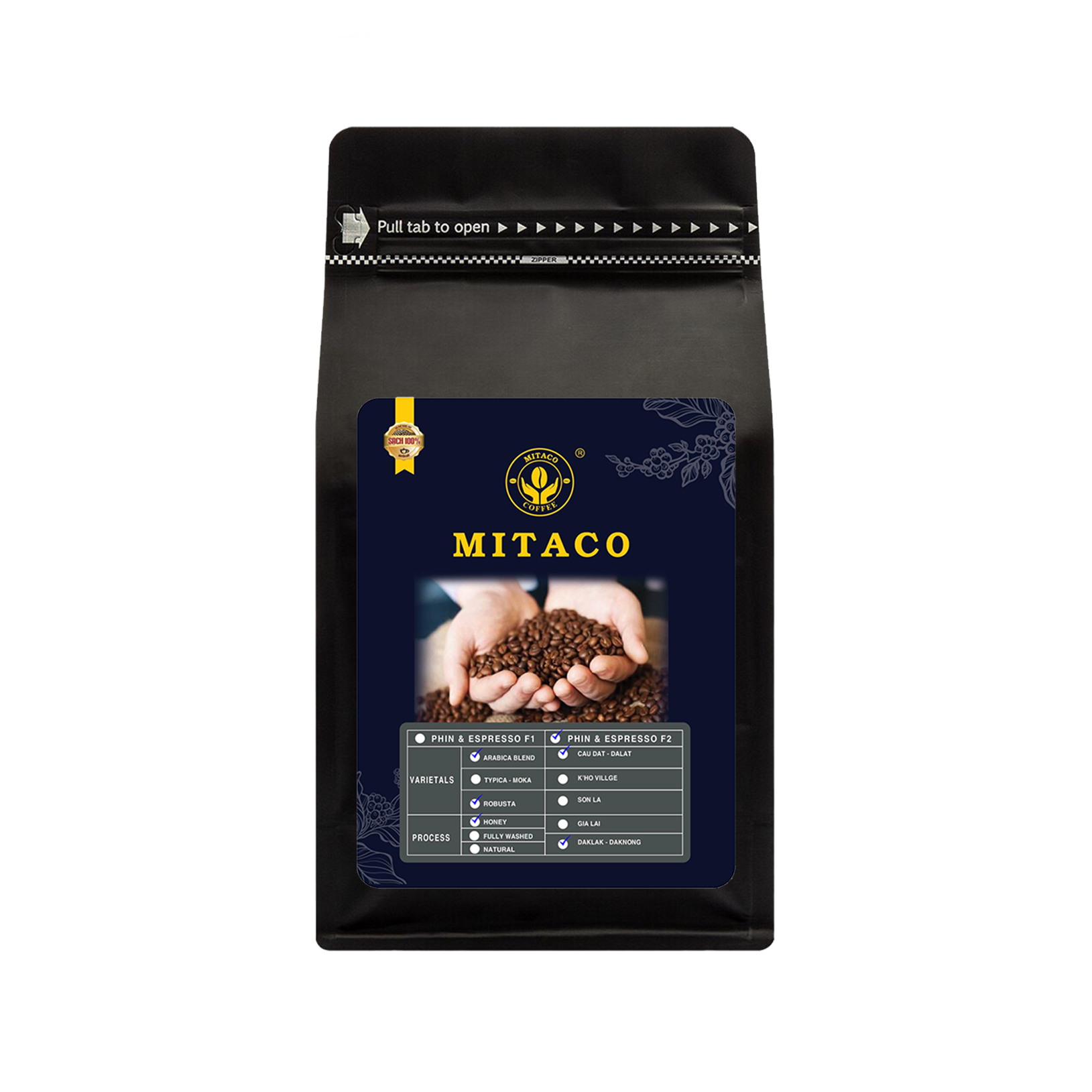 Cà phê nguyên chất Hảo Hạng F2 MITACO COFFEE Gói 250g