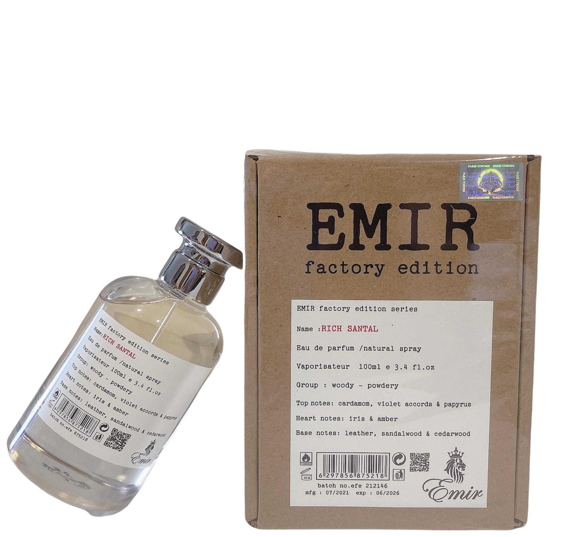Nước hoa nam nữ Emir Rich Santal 100ml(mùi giống lelabo 33 90%)