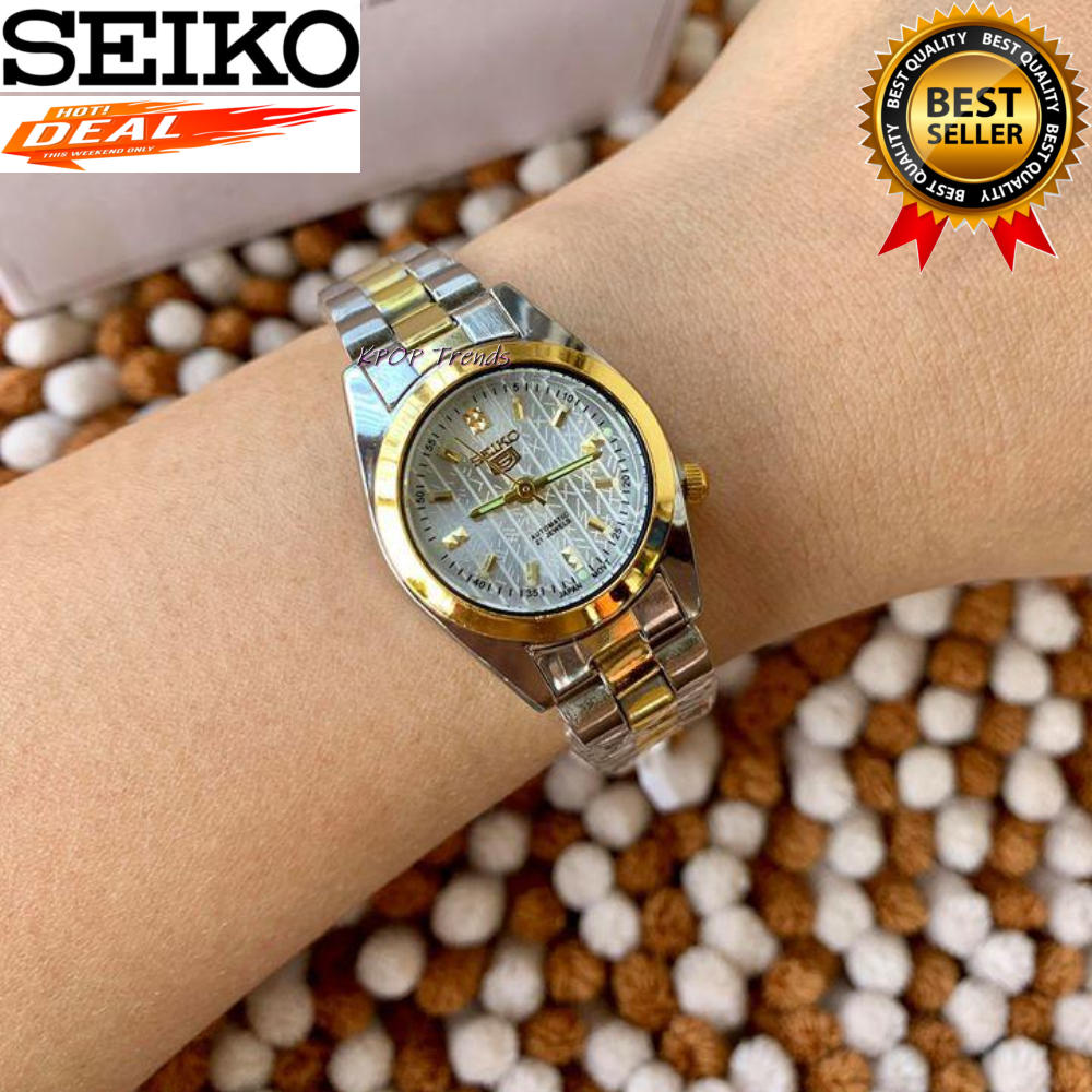 Seiko 5 21 Jewels Automatic Movement Silver Dial Two Tone Stainless Steel  Watch for Women | Lazada PH
