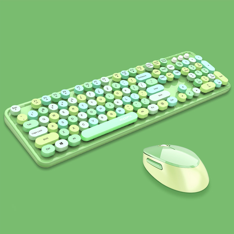 KAIMEIDI Wireless keyboard and mouse set for girls office typing mechanical touch keyboard retro