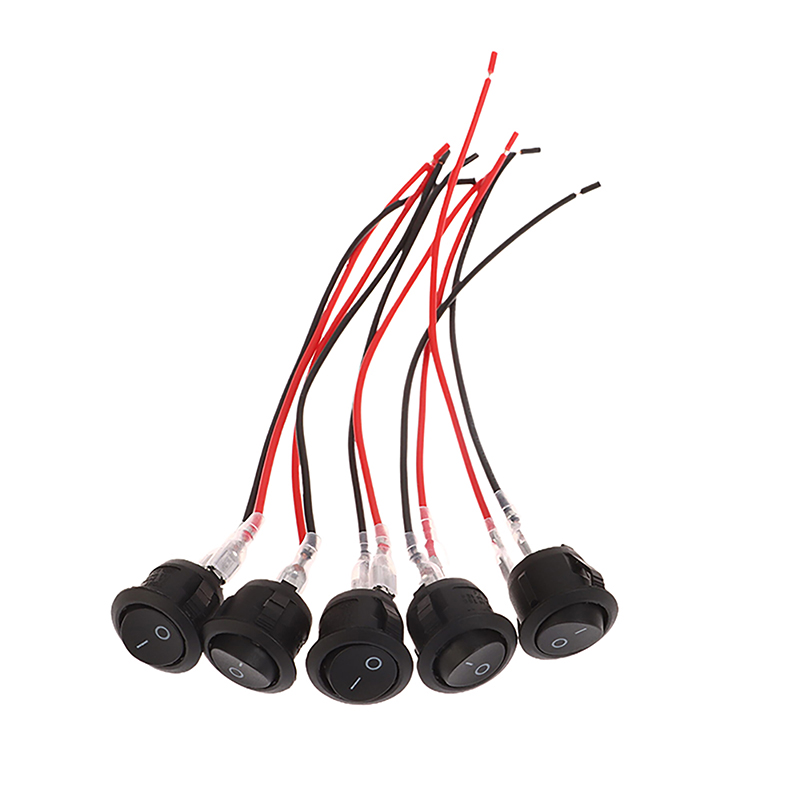 5Pcs Round Rocker Switch ON Off SPST Mini Toggle Switch 12V For Car Automotive RV 2 Pin Switch Mini Rocker Switch With Wire. 