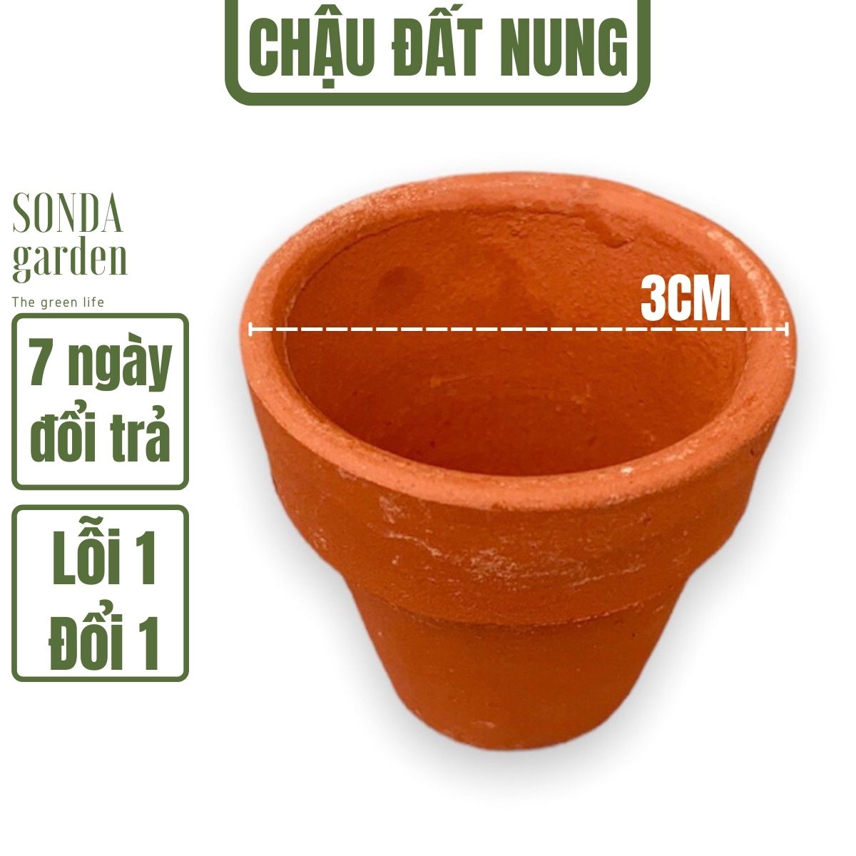 Chậu đất nung nâu mini đường kính 3cm siêu đẹp lỗi 1 đổi 1