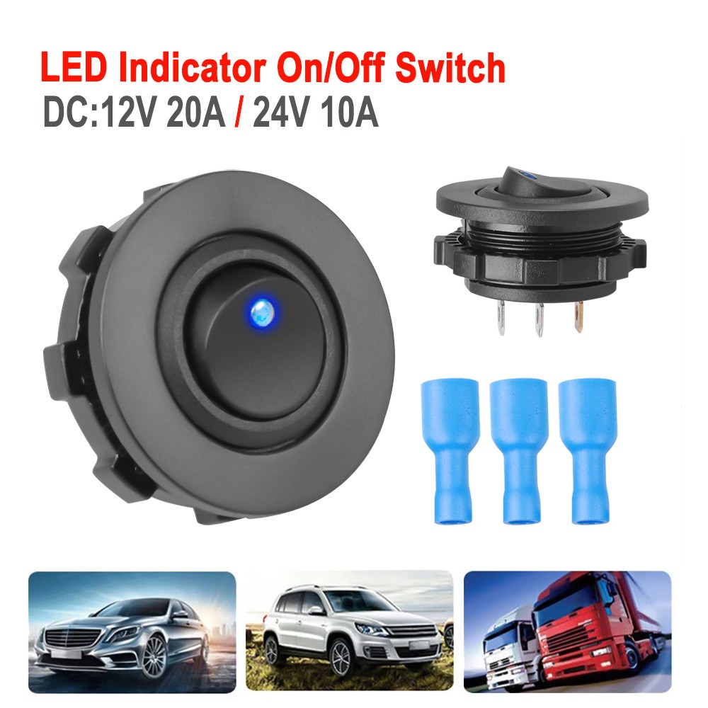 Universal 12V 20A/24V 10A Round Rocker Toggle 3 Pin SPST ON/OFF Switch ...