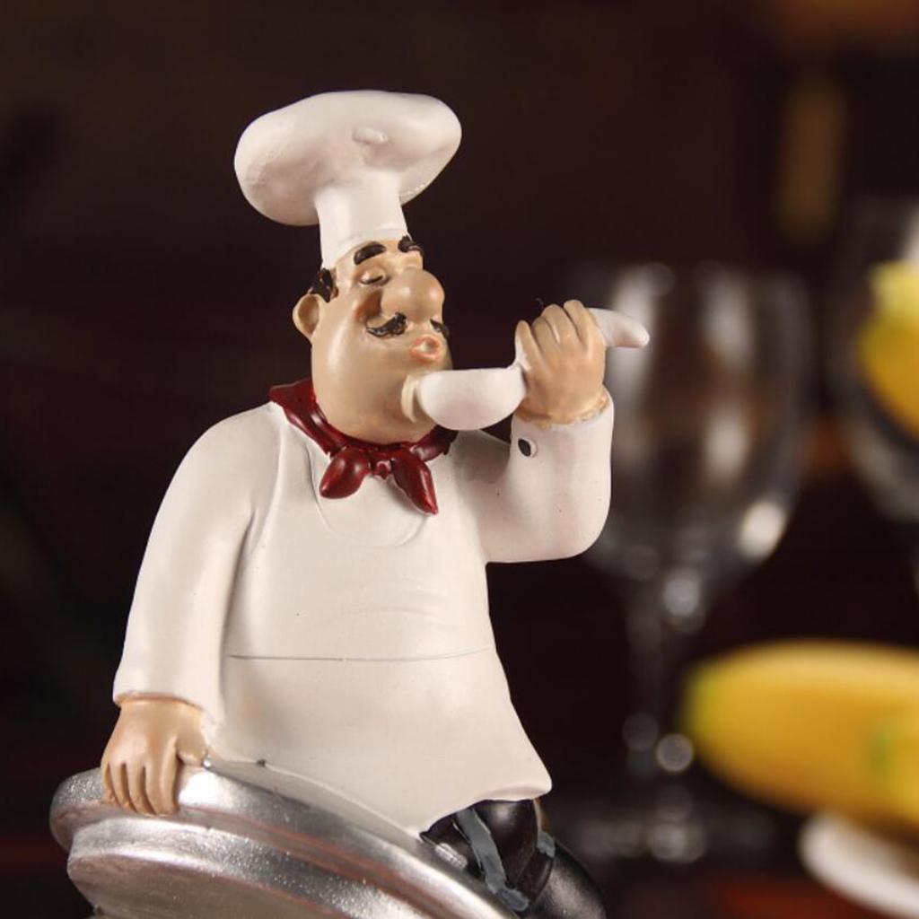 ZYLightt Creative Resin Chef Figurine Statue Model Cooking Kitchen Cafe Table Decor