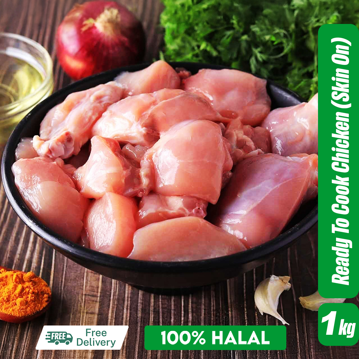 Ready to Cook Chicken (Skin-On) – 1kg | 100% Halal | Fresh & Flavorful