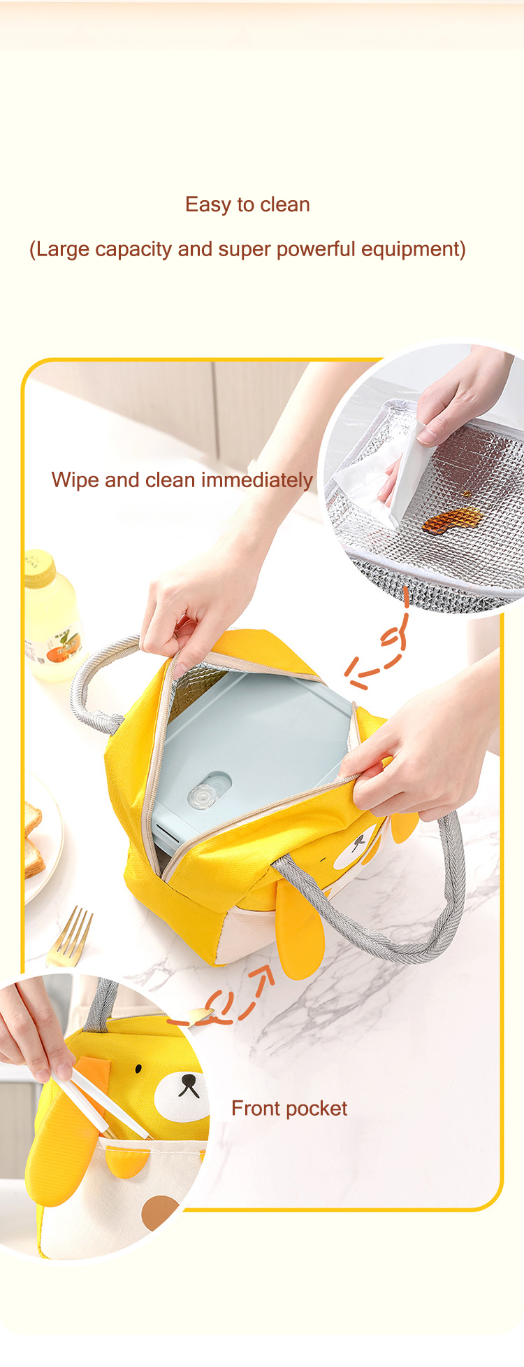 XINLANYASHE [Miễn Phí Vận Chuyển]Túi Đựng Đồ Ăn Trưa Túi Đựng Đồ Ăn Trưa Túi Cầm Tay Túi cách nhiệt, có thể giữ ấm/lạnh. Túi giữ lạnh, cách nhiệt gói tuổi vải túi Bento giấy bạc vật liệu dày túi xách túi cách nhiệt chống thấm nước Túi Đựng Đồ Ăn Trưa du