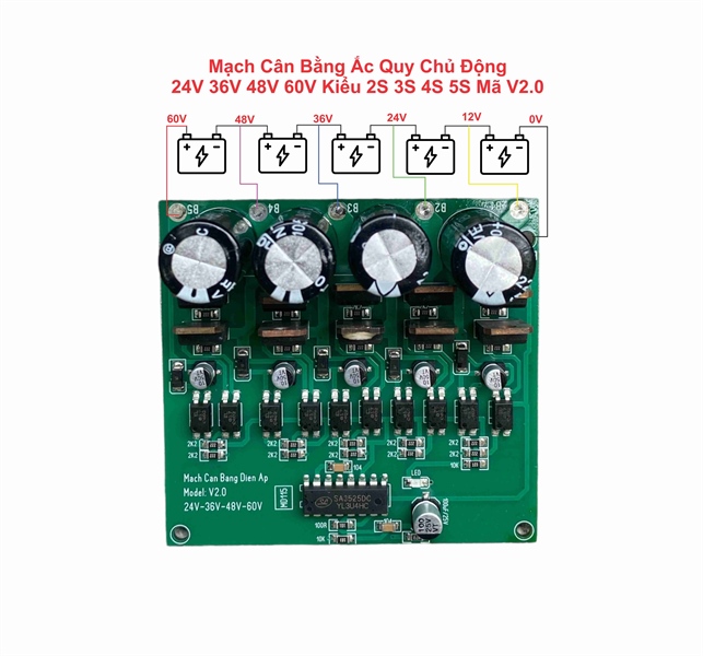 Mạch cân bằng ắc quy chủ động 24v 36v 48v 60v kiểu 2s 3s 4s 5s mã v2.0