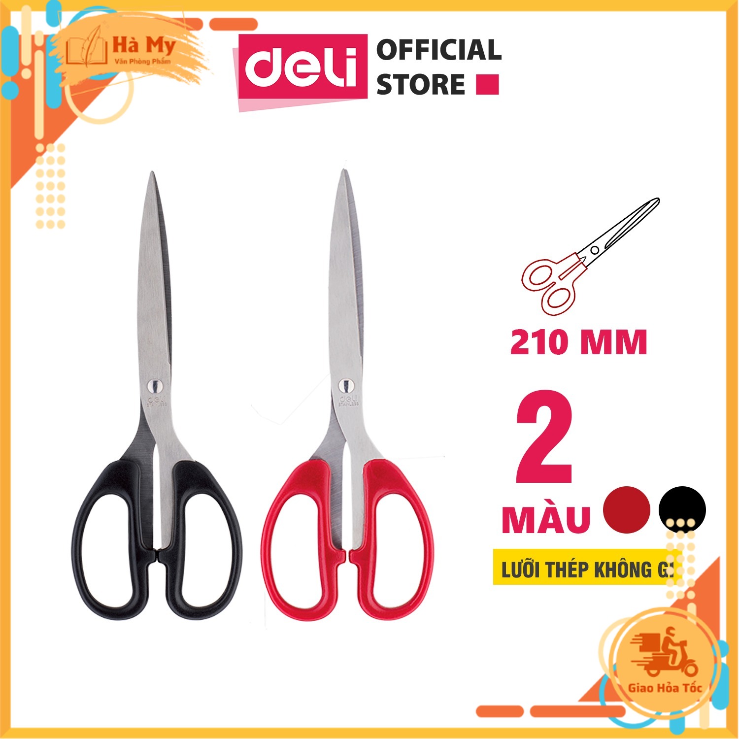 Kéo Cắt Đa Năng Deli 210mm E6010 Lưỡi Thép Không Gỉ Siêu Bền Sắc Bén