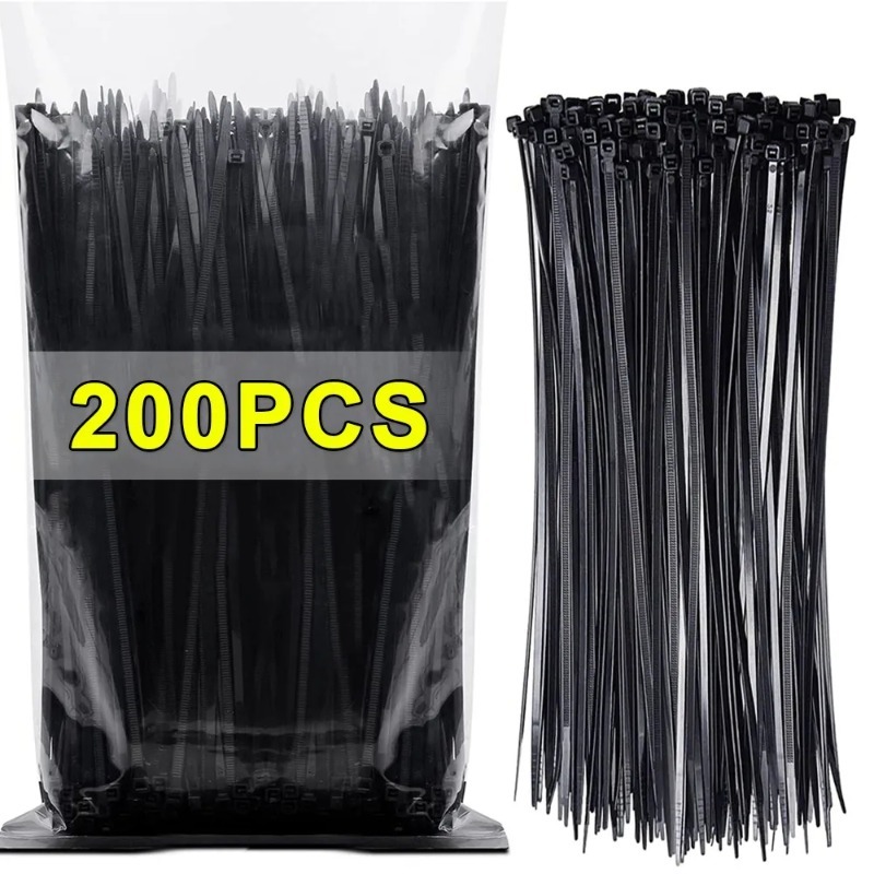 200/100PCS Self-locking Nylon Cable Ties Adjustable Cord Ties Fastening Loop Plastic Wire Ties Durable Fasteners For Home Office Wholesale