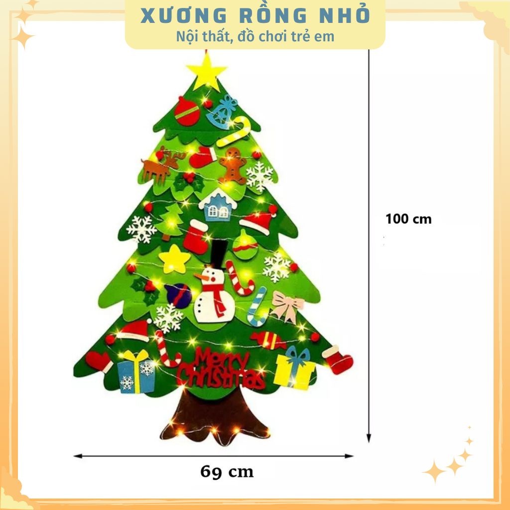 Cây thông Noel cao 40, 60cm full phụ kiện trang trí đèn và đồ trang trí