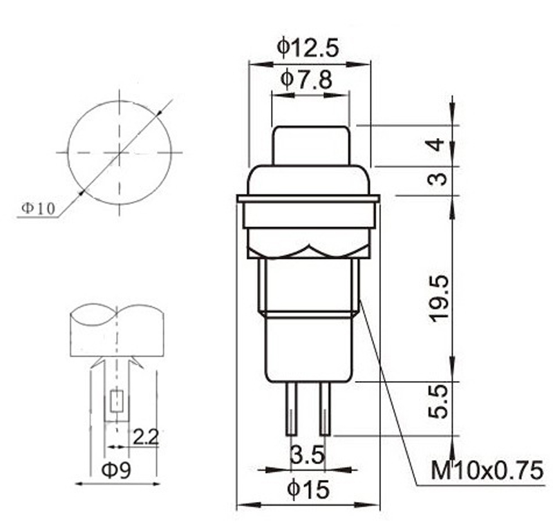 Công tắc nút nhấn nhả DS-211 DS-213