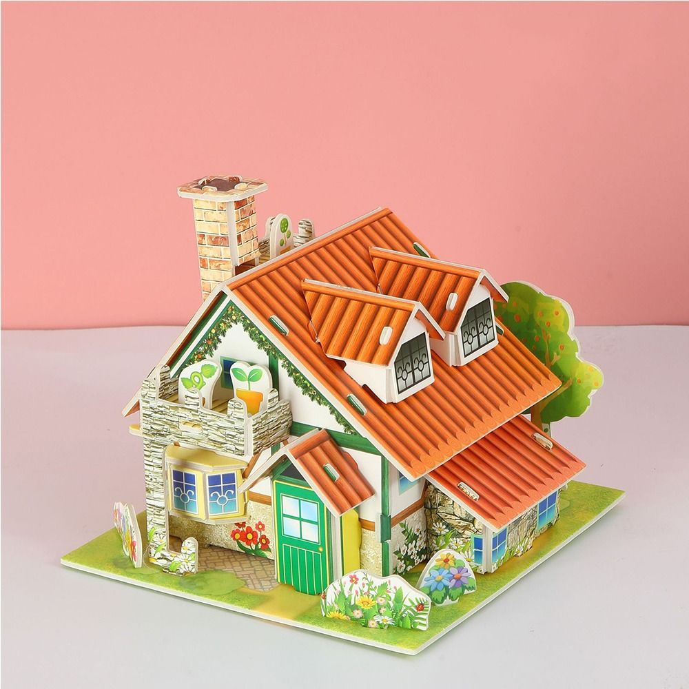 FISHBONE Câu Đố 3D Trò chơi ghép hình 3D Khối lắp ráp Ghép hình bằng giấy Ghép hình thẻ giấy Học tập Thủ công Trò chơi mô hình ngôi nhà tự làm Quà tặng giáng sinh