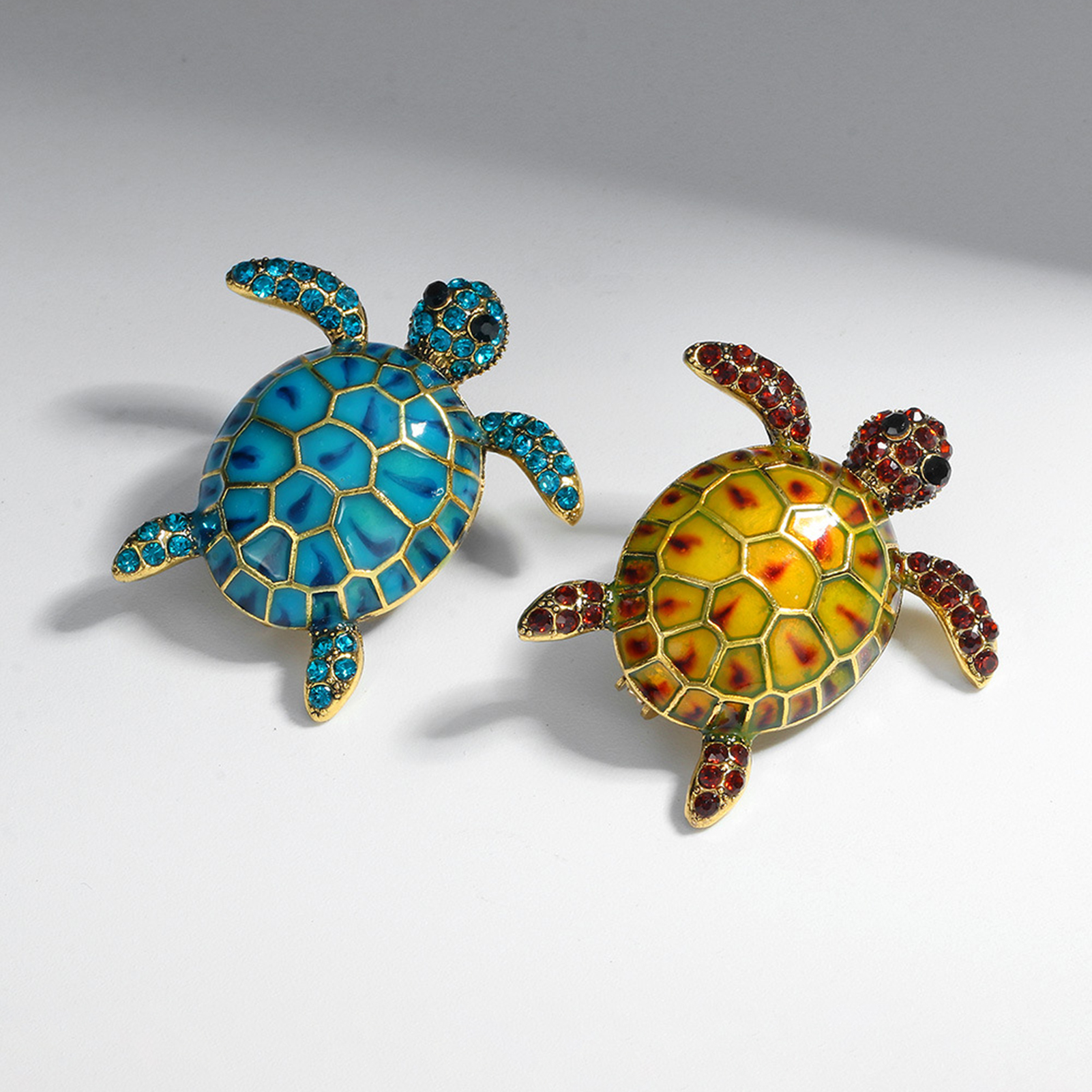 Turtle Shell Bling Swowski Sea Turtle Brooch Oil-dripping Rhinestone Animal Shape Retro ...