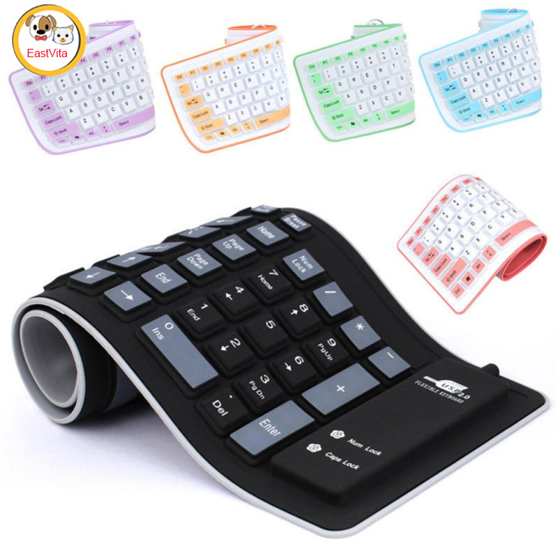 Portable Silent Foldable Silicone Keyboard Usb Flexible Soft Waterproof Roll Up Keyboard For Pc Laptop