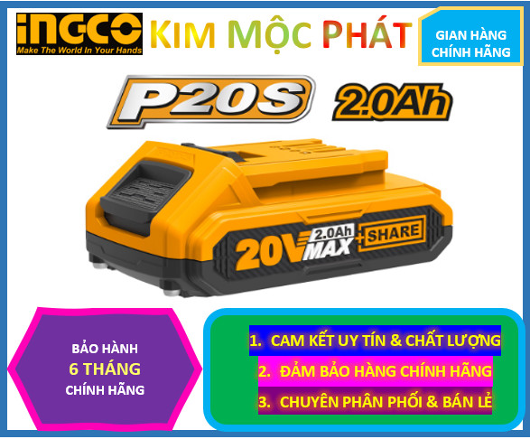Pin cao cấp chính hãng ingco 20V 2.0AH FBLI20011 kimmocphat dụng cụ cầm tay thumbnail