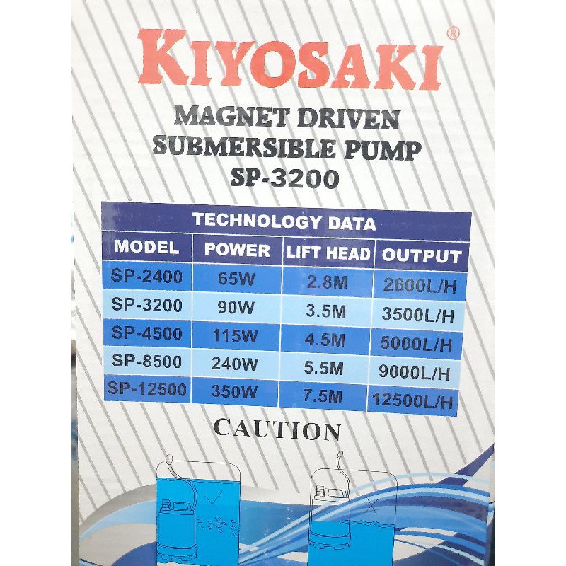 Pompa celup kolam hidroponik KIYOSAKI SP 3200 Stainless model termos Sumersible pump