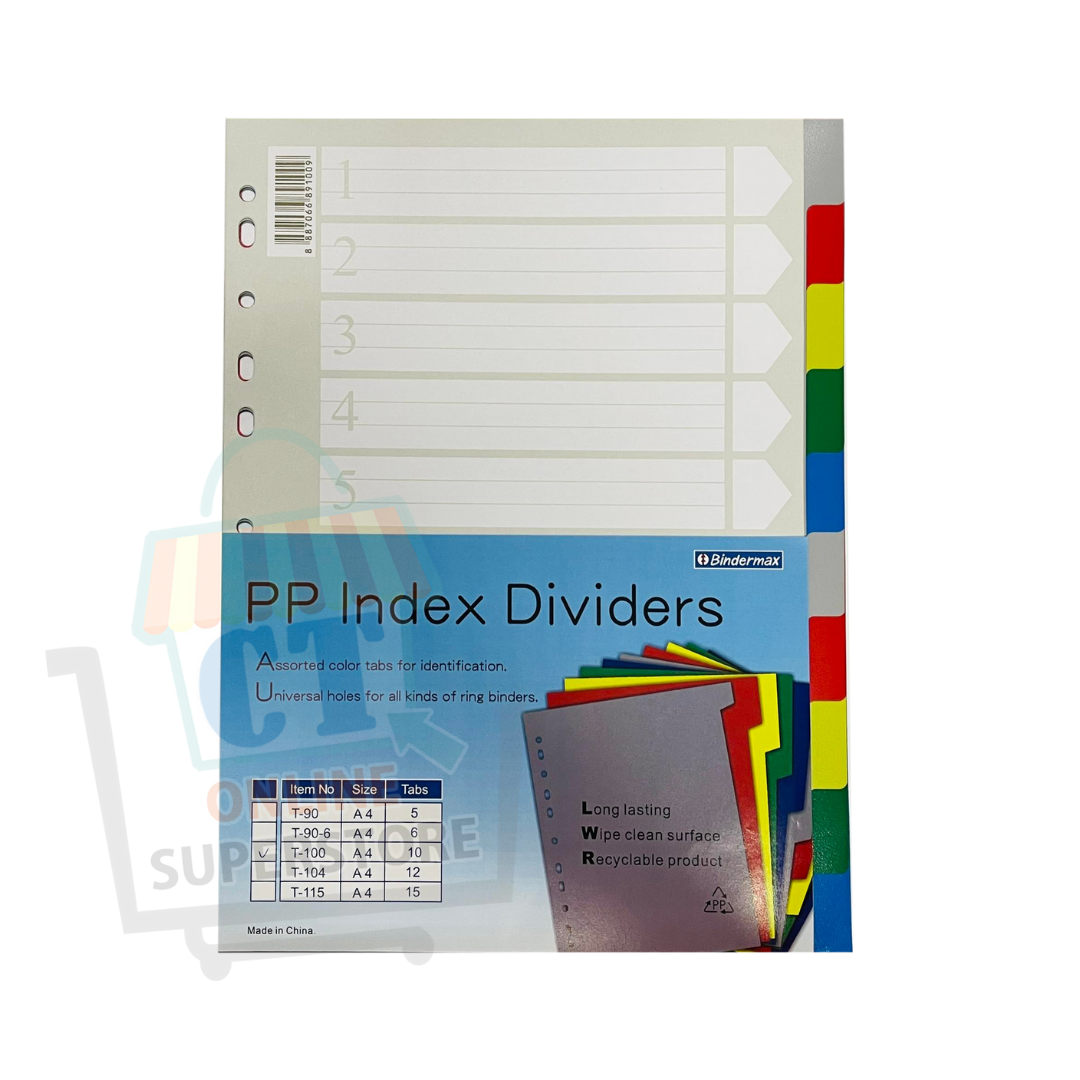 Bindermax PP Index Divider A4 (for all your Ring Binder and Arch File