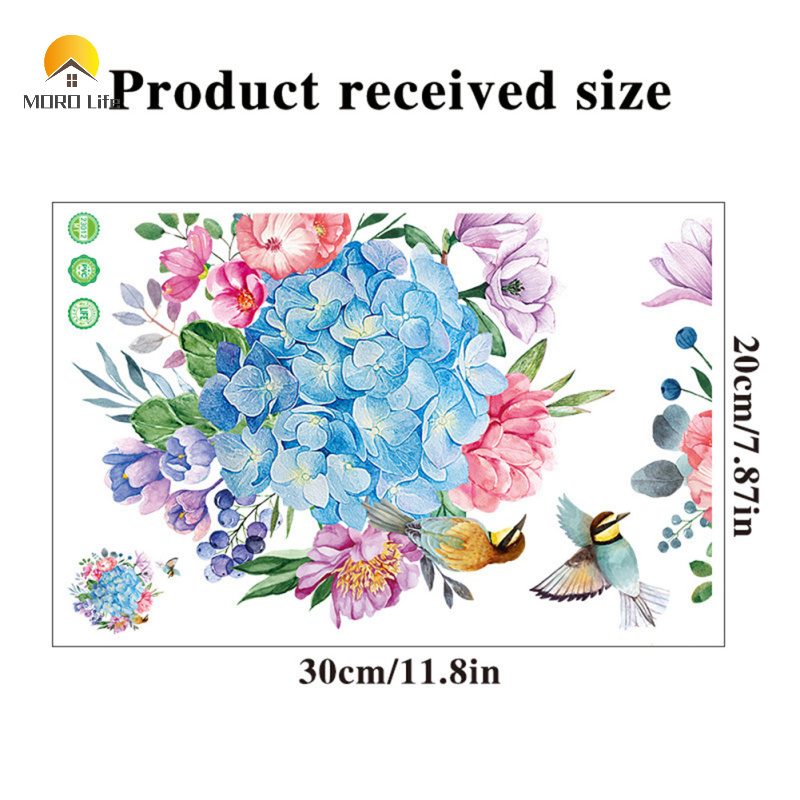 Floral Toilet Stickers PVC Flower Murals Lightweight Waterproof Self-adhesive Paintings For Bathroom Decoration