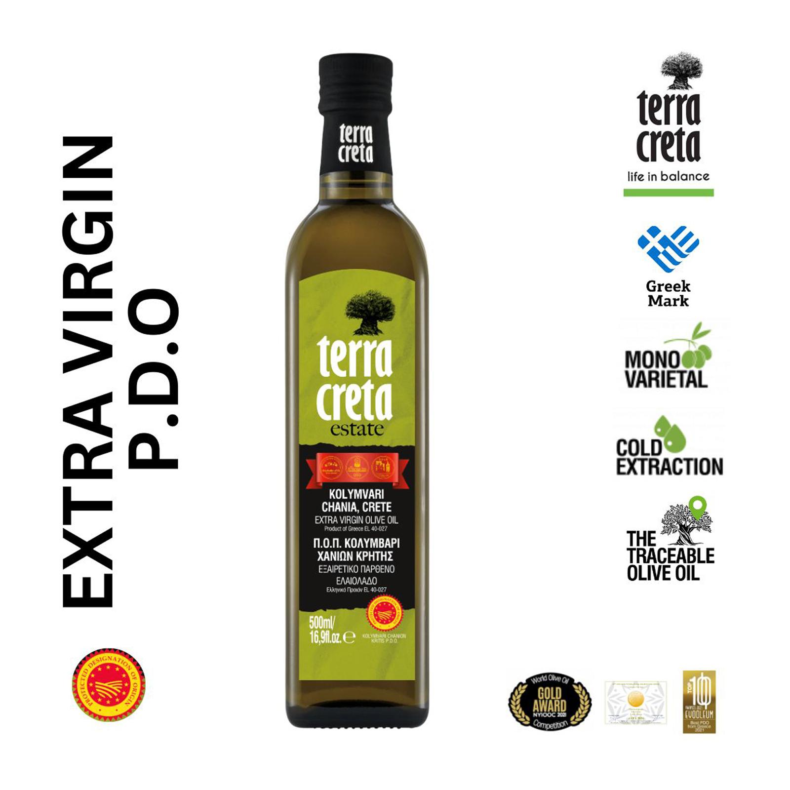 Terra Creta Estate PDO Kolymvari Greek Extra Virgin Olive Oil In A