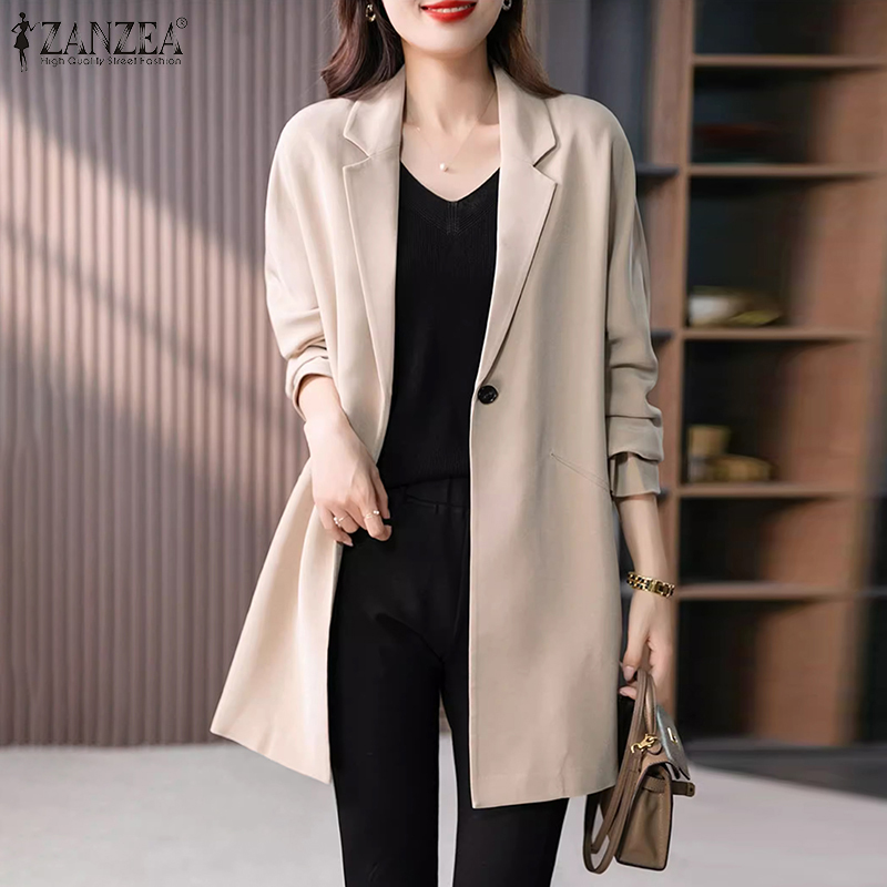 ZANZEA Korean Style Women s Blazer Elegant Fahsion Long Sleeve Lapel Stand