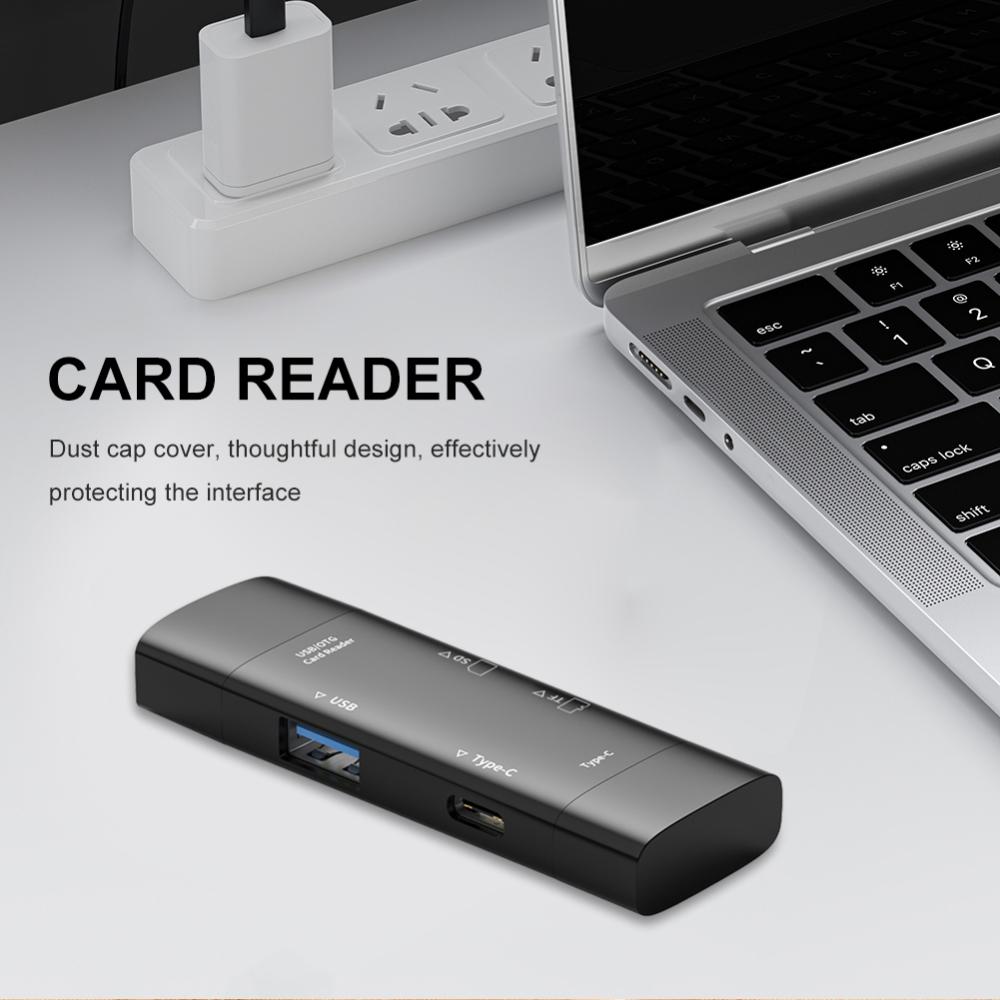 SD/TF Card Reader Adapter 7 in 1 Type-C/USB/ Micro Multifunctional Card Reader High Speed Transmission for Laptop