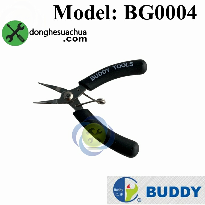 Kìm nhọn Buddy BG0004 loại 4inch cán đen mũi thẳng