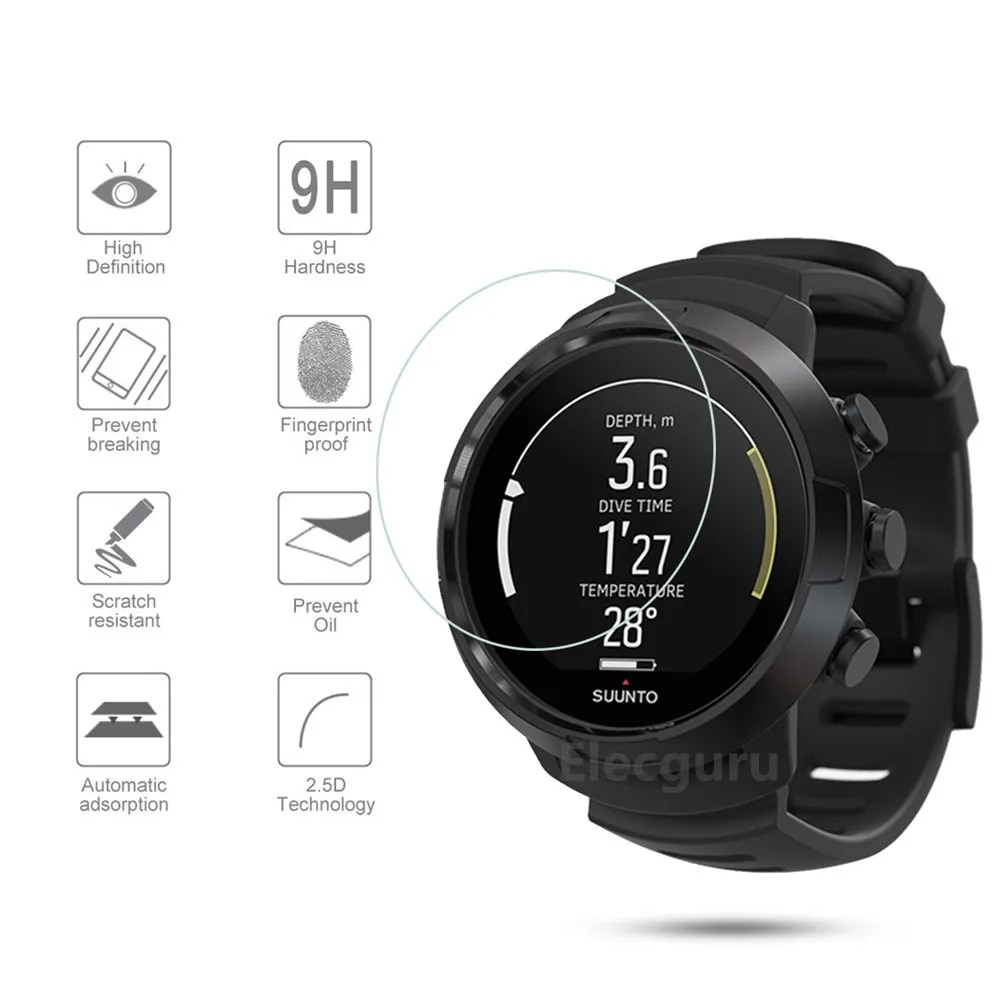 【Clearance sale】 3pcs For Suunto D5 Dive Computer Smartwatch Tempered Glass Full Screen Protector Clear Anti-Scratch Anti-Shatter Protective Film
