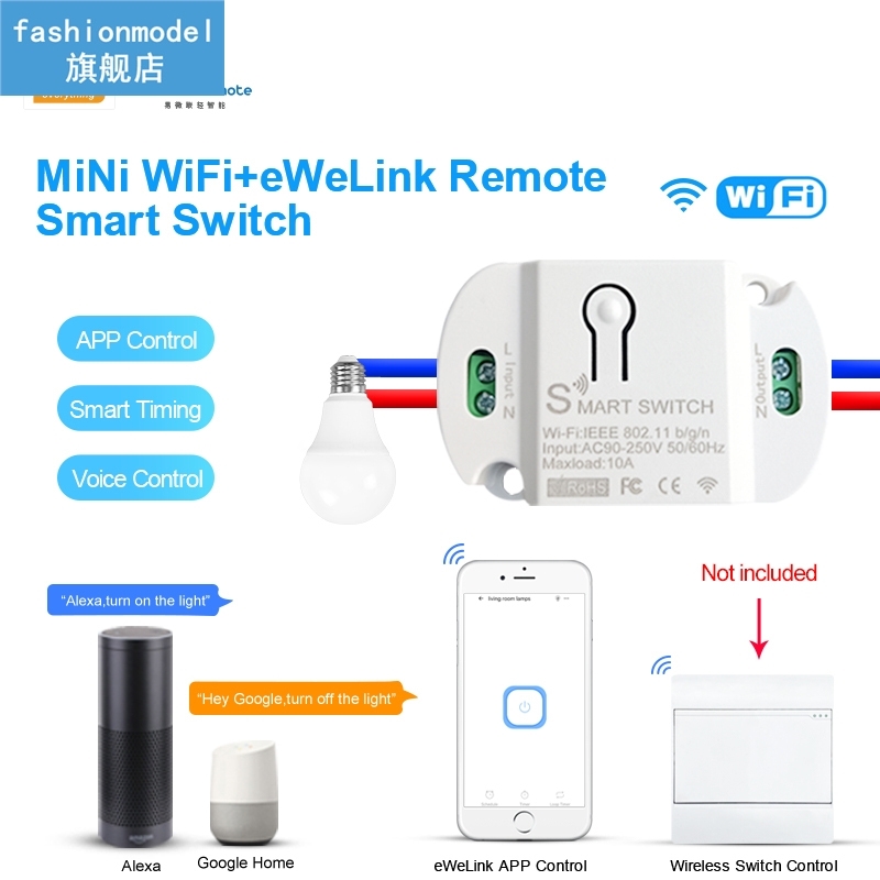 Công Tắc Thông Minh Wifi eWeLink Basic Mini (Có Hỗ Trợ Bluetooth) & Điều Khiển Cầm Tay Và Dán Tường