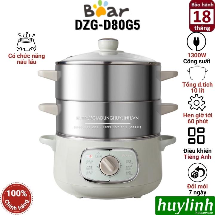 Nồi lẩu - hấp điện 3 tầng bear dzg-d80g5 - 10 lít - 1300w