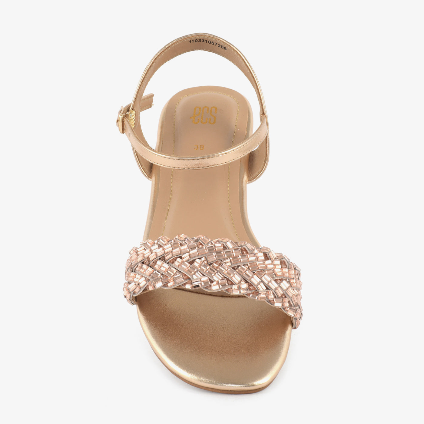 ECS Golden Weave Flat Sandals For Women. 