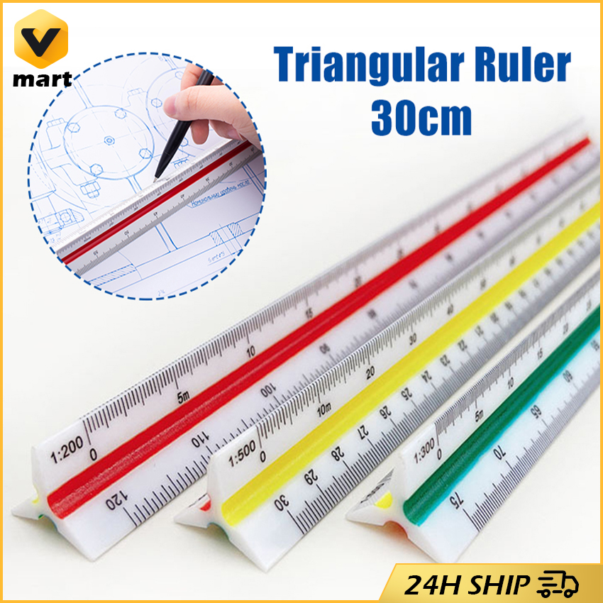 Aluminum Triangular Metric Architect Scale Ruler 1:100/ 1:200/1