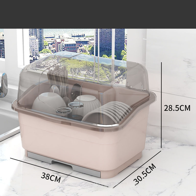 Kitchen drain cupboard with lid bowl box with dishes, chopsticks, tableware rack household small dishes storage box.