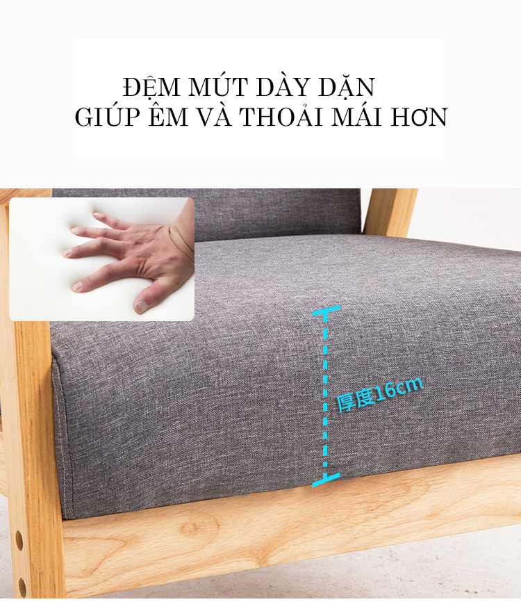 Ghế sofa phong cách Hàn Quốc đơn giản, ghế sofa khung gỗ cao cấp NIKITA SHOP