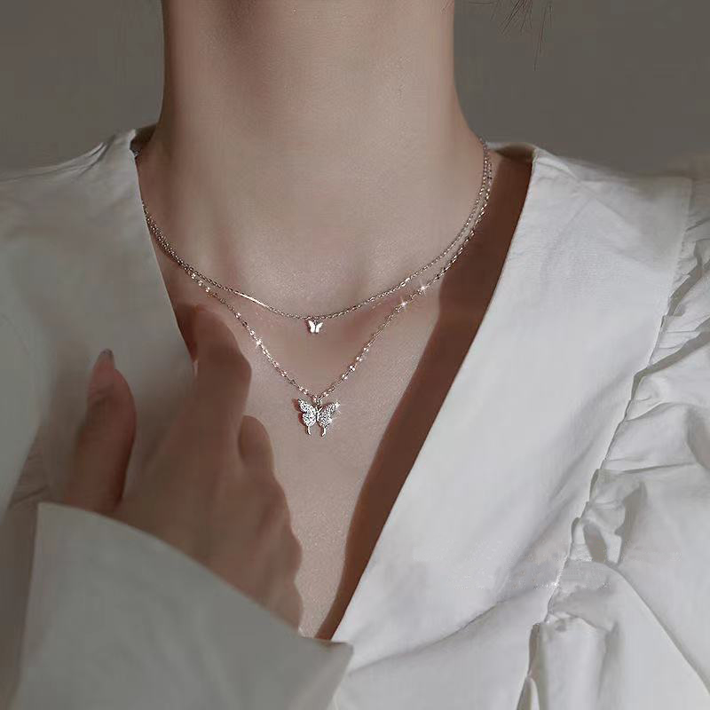 Yuanyan%202023%20New%20Shiny%20Silver%20Colour%20Butterfly%20Necklace%20Ladies%20Exquisite%20Double%20Layer%20Clavicle%20Chain%20Necklace%20Jewelry%20for%20Ladies%20Gift%20-%20Image%2010