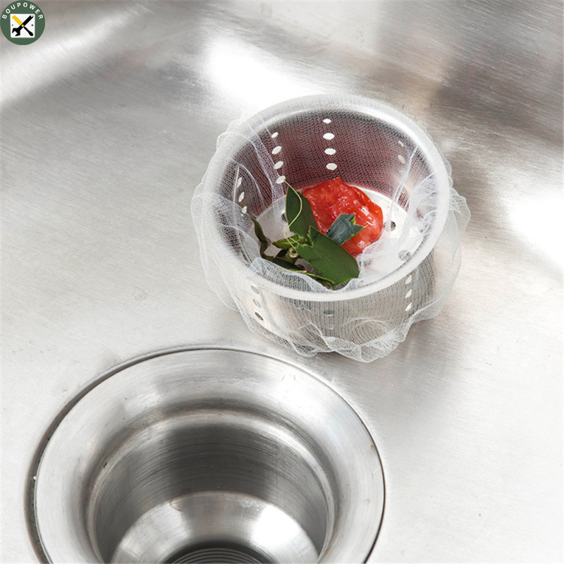 Boupower new！30 Pcs/set Kitchen Sink Drain Hole Mesh Bag Trash Strainer Disposable Garbage Filter