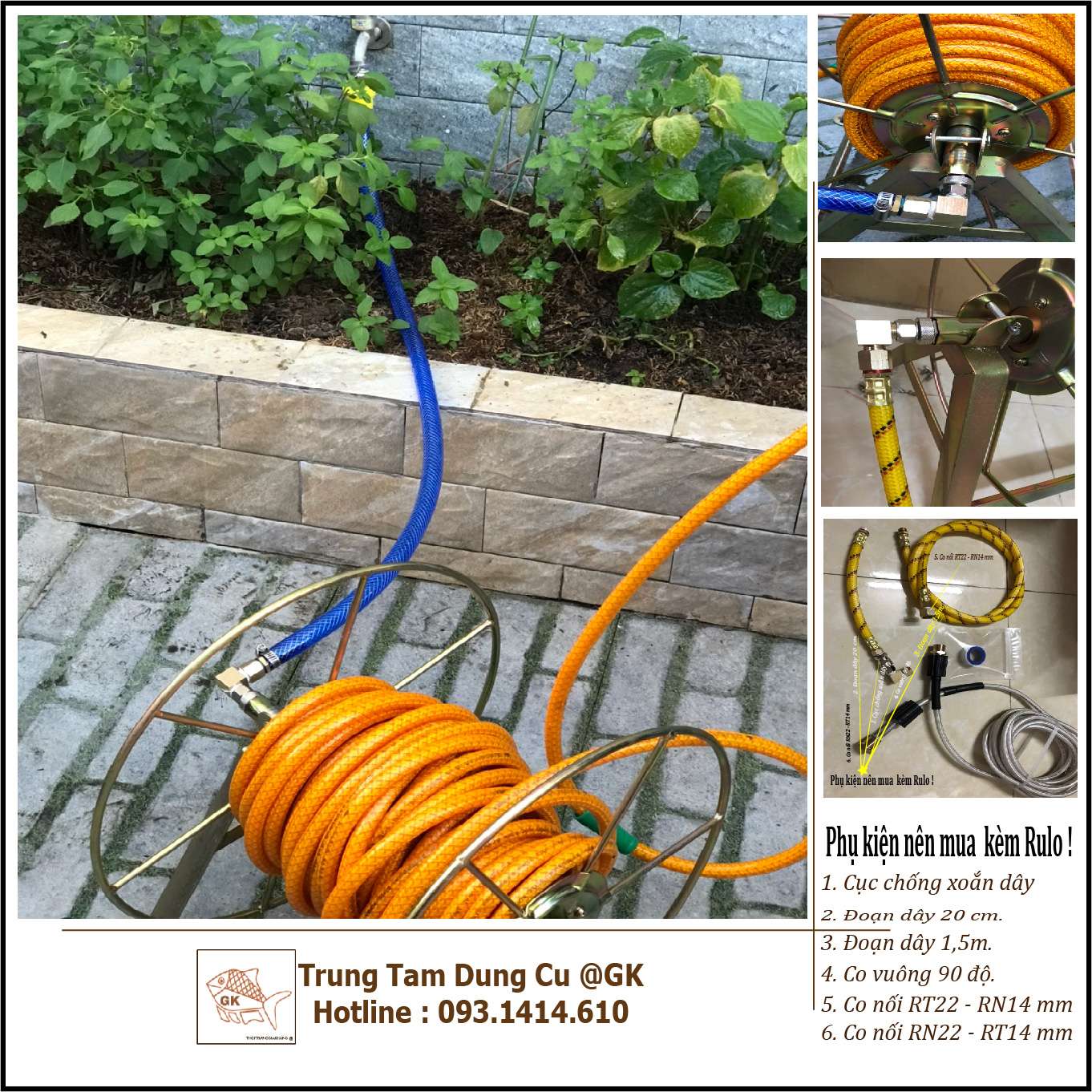 COMBO BỘ RULO CUỐN DÂY ÁP LỰC, PHỤ KIỆN RULO MÁY RỬA XE