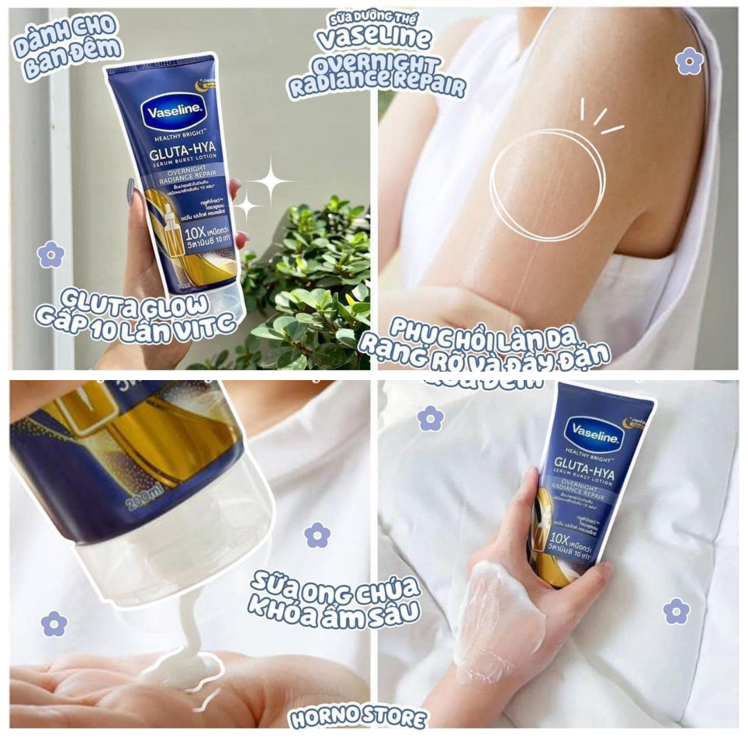 Sữa dưỡng thể dưỡng trắng chuyên sâu Vaseline Healthy Bright Gluta Hya Serum Burst Lotion 300ml Thái Lan