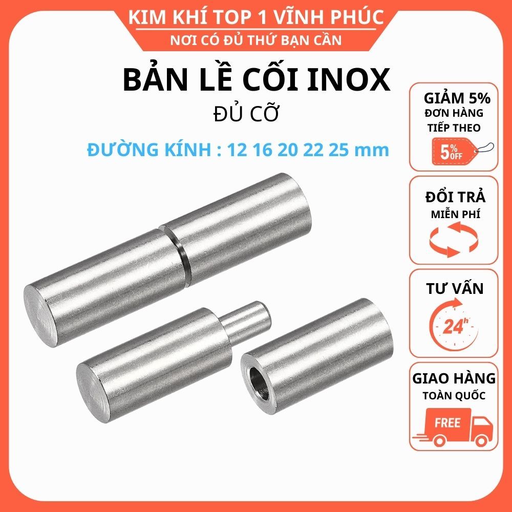 Bản lề cối tiện inox phi 19 22 25mm