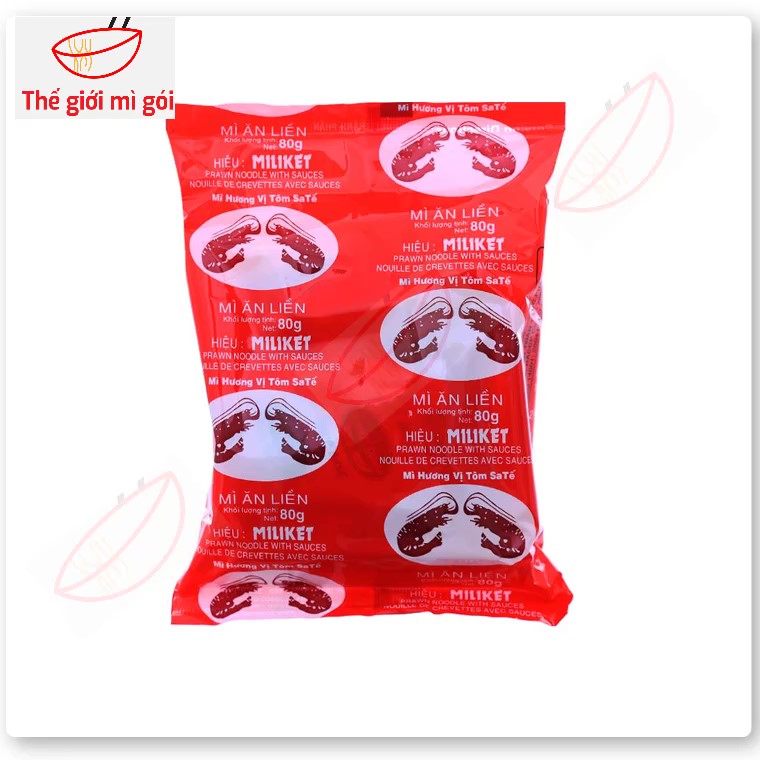 Mì tôm đỏ Miliket (thùng 30 gói) loại 80g