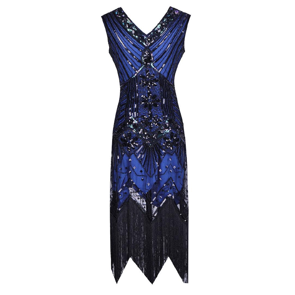 Womens Gatsby Flapper Beaded Vintage Fringe Evening Long Prom