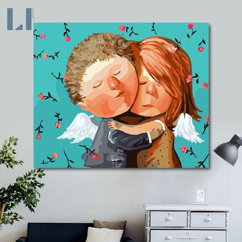 Tranh sơn dầu số hóa LIM Art – Tranh tô màu theo số chủ đề Tình Yêu  ( couple)