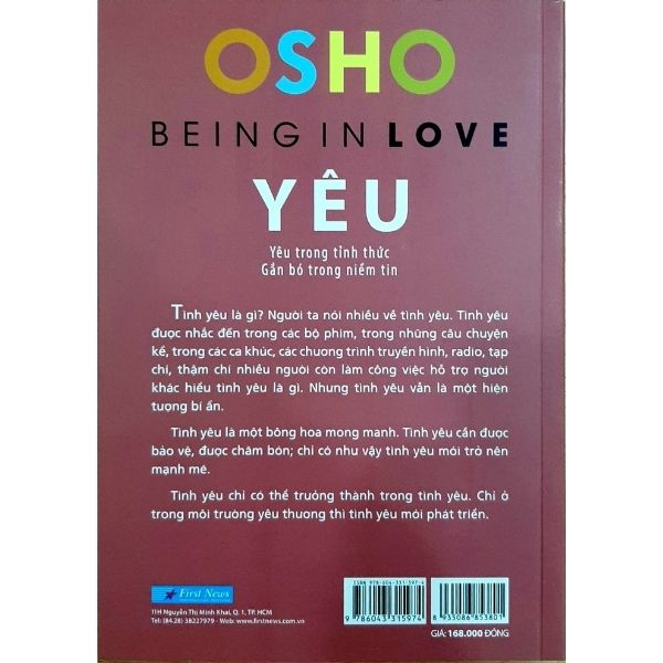 [Mã INBAU15 giảm 15K đơn 99K] Sách - OSHO Yêu - Being In love - yêu trong tỉnh thức